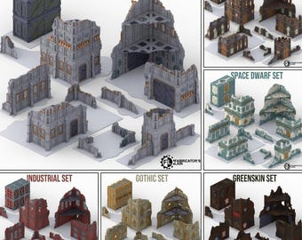 11te Edition faltbares Gelände, Warhammer 40k Kompatibel, Farbe Grau, Battleready, Turniertauglich, Volles oder Halbes Set, Kombinierbar.