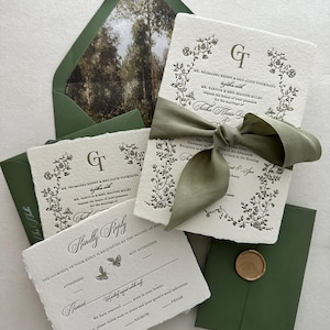 Semi-Custom_Green Handmade Paper Letterpress Invitations_Deposit