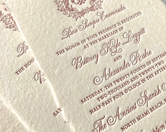 Handmade Paper Letterpress Wedding Invitations