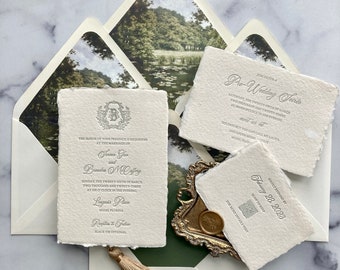 Harper Handmade Paper Wedding Invitation Suite, Deckled Edge Paper