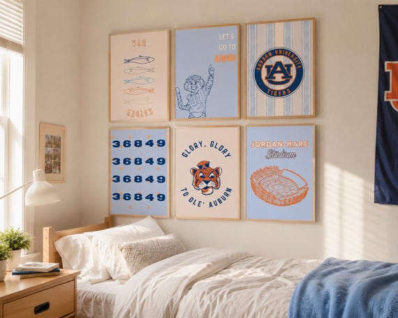Auburn University Wall Art Set | War Eagle Dorm Decor | Jordan-Hare Stadium Prints (Digital Download)