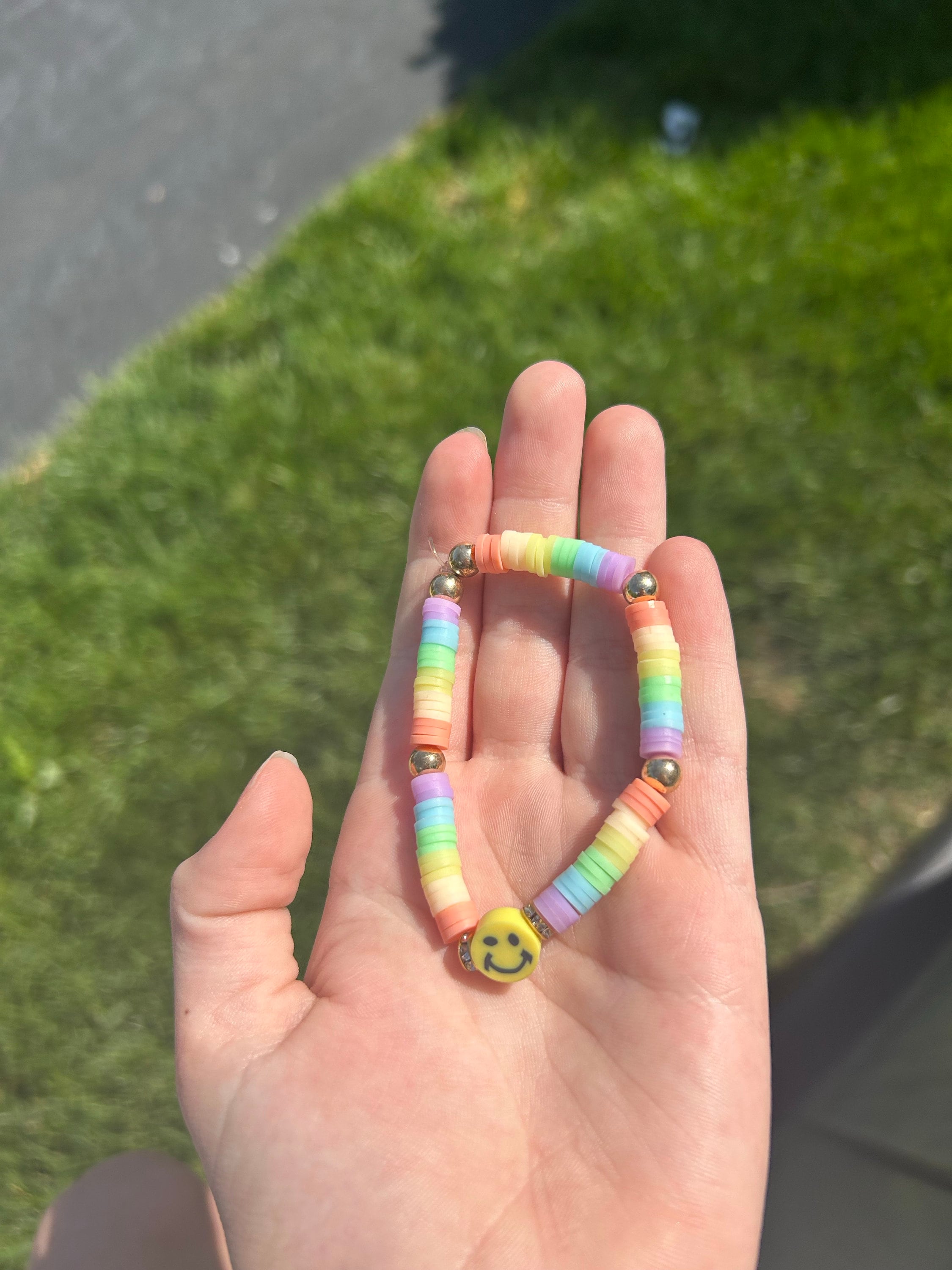 Getting into making clay bead bracelets and earrings, here's my first set  that I made for my partner for Christmas 🤍 (I changed them a bit so they  dangle) : r/crafting