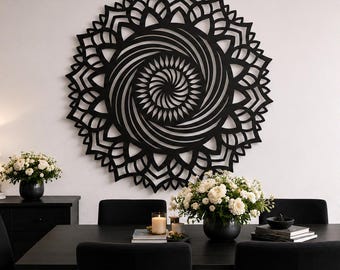 Mandala espiral de madera para pared, decoración de geometría sagrada, mandala de loto de madera para colgar en la pared, decoración bohemia para meditación, regalo de yoga