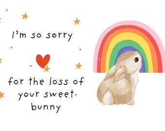Bunny Sympathy Card I Digitale download I Rabbit Loss Sympathy I Instant afdrukbare Pet Sympathy