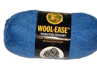 Laine Wool-Ease de marque Lion, couleur Bleu chiné