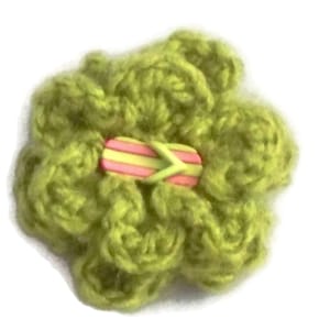 Crochet Flower Brooch, Green