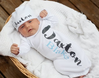 Baby Boy Personalized Coming Home Outfit Newborn Personalized Baby Clothes Baby Gown Baby Shower Gift Newborn Boy Take Home Clothing