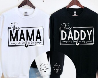 Personalized Sleeve Mom, Dad, Grandma, Grandpa, Auntie Sweatshirt - Perfect Gift For Mothers Day or Fathers Day - Variety of Colors