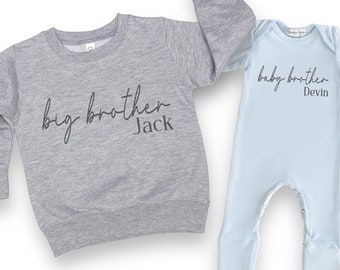 Personalized Sibling Shirts: Big Brother, Baby Romper, Matching Family Outfits