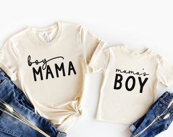 Boy Mama and Mama's Boy Matching Shirts - Mommy and Me Family Shirts - Unique Gift for Mom or Mothers Day Gift