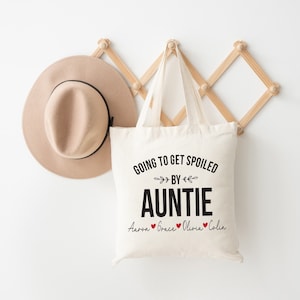 Personalized Auntie Tote Bag: Nieces & Nephews Names, Gift for Sister