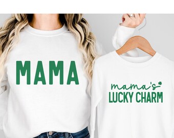 St Patrick's Day Mommy and Me Shirts - Mom & Daughter or Son Shirts, Mama's Lucky Charm - Variety Colors Sizes Tee, Sweatshirt or Bodysuit