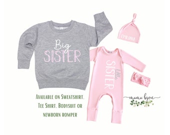 Big Sister Shirt and Little Sister Sibling Shirts, Newborn Girl Coming Home Outfit, Baby Announcement Shirt, Matching Sibling Baby Sister