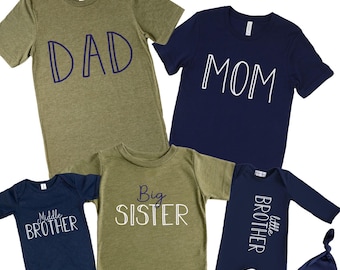 Sibling Outfit Set: Big Brother, Little Sister, Baby Announcement