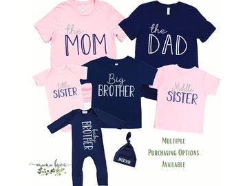 Sibling Shirts, Matching Family Shirts, Newborn Coming Home Outfit, Baby Announcement Shirt, Mom, Dad, Brother or Sister Shirts, Big Little