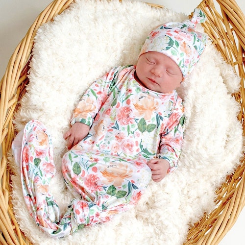Long Knotted Newborn Baby Sleeper Gown Coming Home Outfit - Etsy