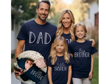 Big Little Shirts for Siblings, Mom Dad Brother Sister Matching Family Shirts, Baby Announcement, Newborn Boy Coming Home Outfit, Reveal