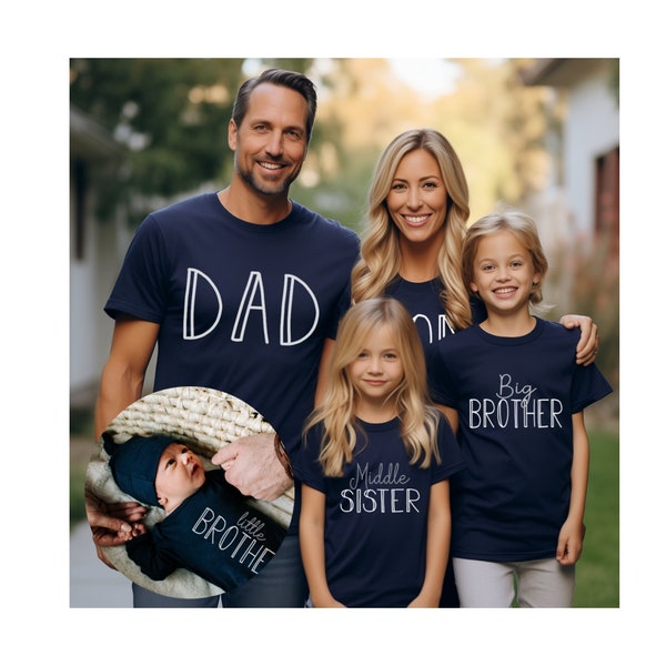 Big Little Shirts for Siblings, Mom Dad Brother Sister Matching Family Shirts, Baby Announcement, Newborn Boy Coming Home Outfit, Reveal