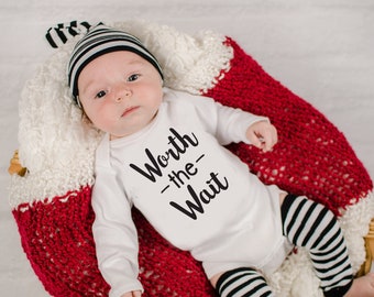 Newborn Boy Sibling Outfit, Newborn Boy Coming Home Outfit, Baby Boy Outfit, Little Brother Outfit, Newborn Announcement Worth the Wait