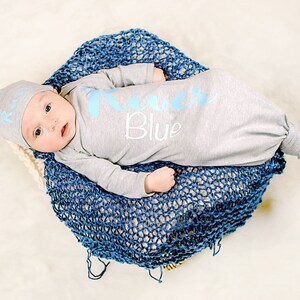 Personalized Baby Boy Knotted Gown: Newborn Coming Home Outfit