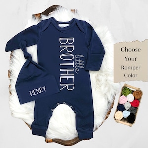 Personalized Newborn Boy Little Brother Take Home Outfit Makes a Perfect Sibling Announcement or Unique Big Little Brother Family Pictures