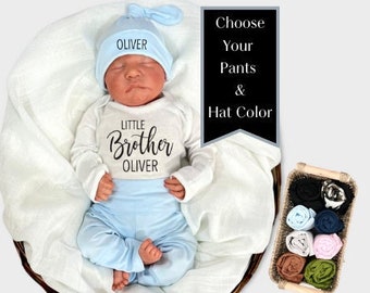 Little Brother Newborn Boy Coming Home Outfit Personalized, Newborn Boy Take Home Outfit, Fold Over Feet Option, Baby Boy Clothes Mama Bijou