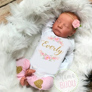 Personalized Newborn Girl Outfit: Floral Boho Baby Clothes