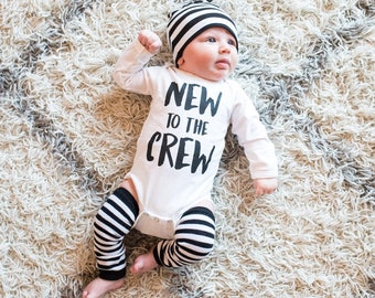 Newborn Boy Sibling Outfit, Newborn Boy Coming Home Outfit, Baby Brother Outfit, Little Brother Outfit, Newborn Announcement New to The Crew