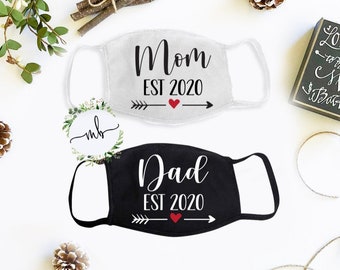 Mom or Dad Established Face Mask: Pregnancy Announcement Gift