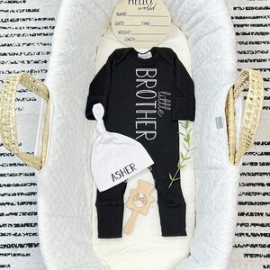 Little Brother Newborn Outfit: Personalized Romper & Hat Set