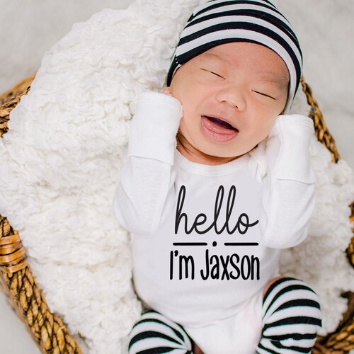 Newborn Boy Outfit Baby Boy Coming Home Outfit Monogrammed Etsy