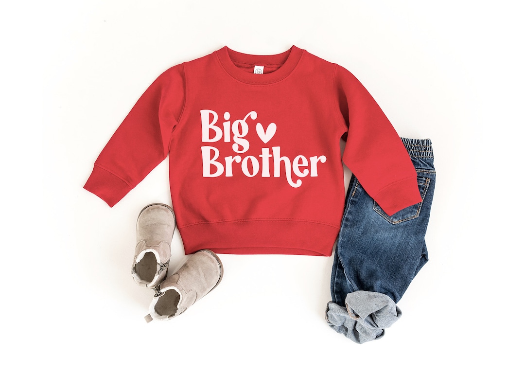 Big Brother Red Toddler Sweatshirt: Sibling Announcement Shirt, image size:1080x771