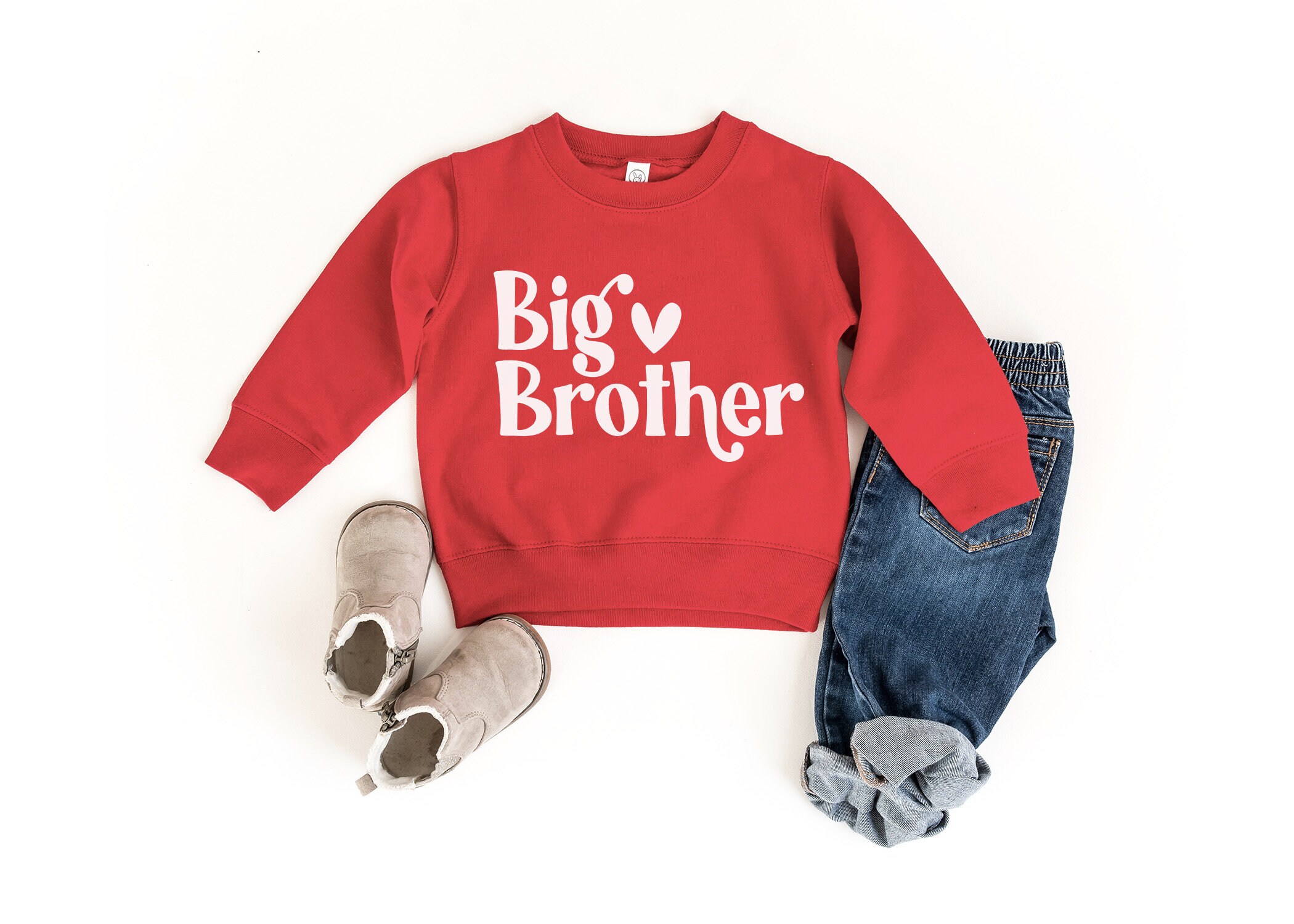 Big Brother Red Toddler Sweatshirt: Sibling Announcement Shirt