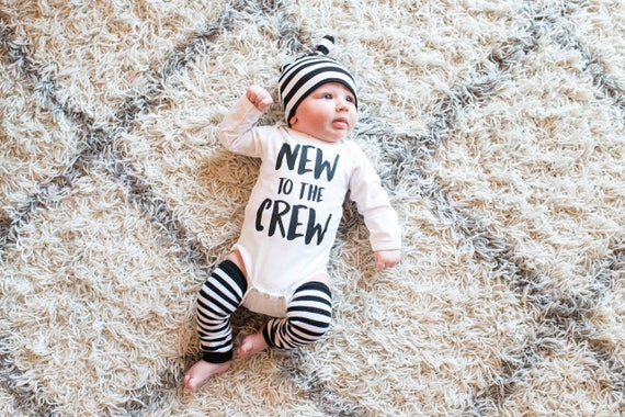 Newborn Boy Sibling Outfit Newborn Boy Coming Home Outfit Baby Brother Outfit Little Brother Outfit Newborn Announcement New to the Crew Etsy