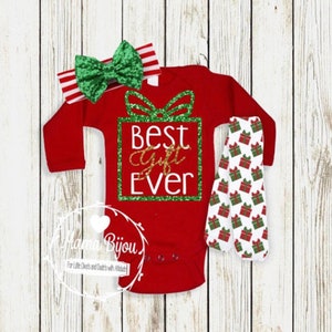 Christmas Baby Girl Outfit,  Newborn Girl Coming Home Outfit Christmas, Best Gift Ever, Baby Girl Clothes Winter, Take Home Outfit Christmas