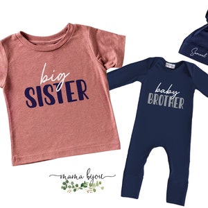 Big Sister Shirt & Baby Brother Romper Set: Newborn Outfit