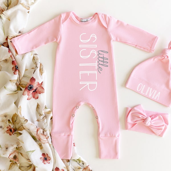 Little Sister Newborn Coming Home Outfit Personalized, Little Sister Clothing, Newborn Baby Gift, Sibling Outfits, Baby Announcement