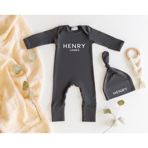 Personalized Newborn Romper & Hat Set: Custom Baby Coming Home Outfit
