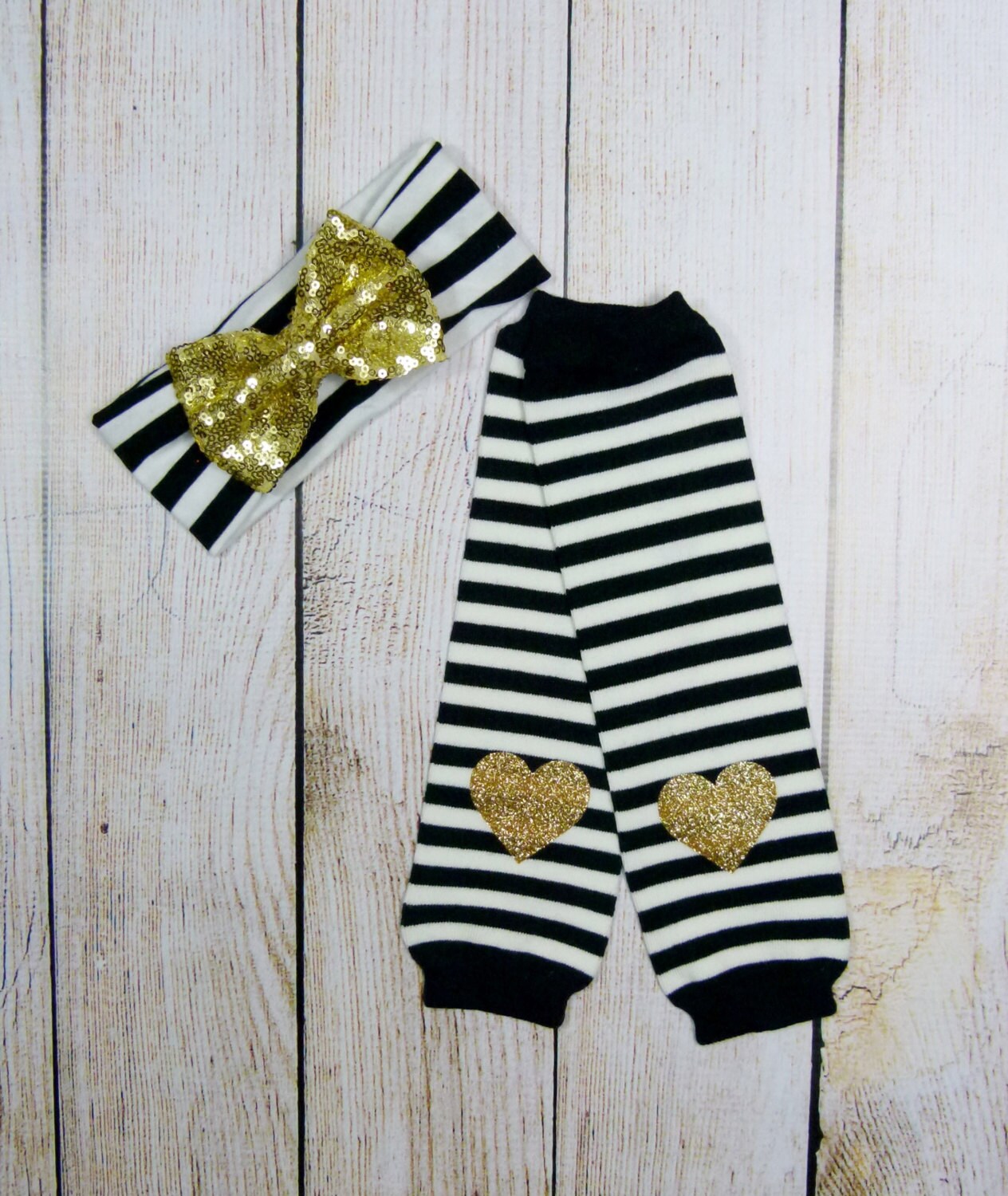 Newborn Baby Girl Leg Warmers Black White Stripe Gold Glitter Hearts Leggings Baby Girl Clothes Addition to Newborn Girl Take Home Outfit Etsy Canada