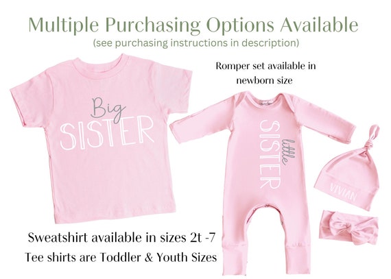 Big Sister Shirt or Little Sister Romper Set: Sibling Announcement