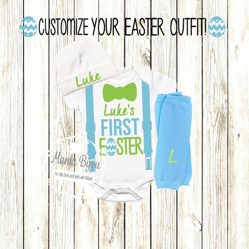 Easter Baby Outfit Baby Boy Easter Easter Baby Boy Baby Boy Clothes Personalized Hat-BODYSUIT 1st Easter First Easter Outfit Boy
