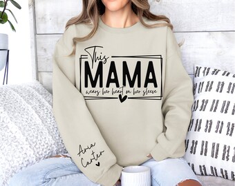 I Wear My Heart on My Sleeve Personalized Mom & Dad Sweatshirts - Gift for Mom or Dad Mothers Day/ Fathers Day -Available Variety of Colors