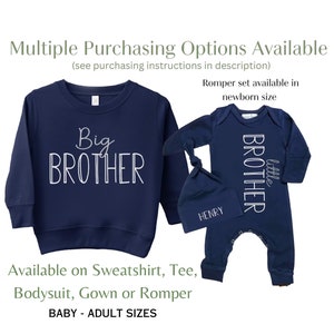 Sibling Shirts, Big Brother Sister Sweatshirt or Tee Shirt, Little Brother Outfit, Newborn Boy Coming Home Outfit, Newborn Baby Announcement