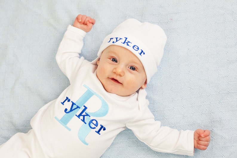 Newborn Boy Coming Home Outfit Personalized Baby Boy Outfit Newborn Hospital Outfit Embroidered Baby Clothes