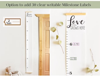 Nursery Decor, Growth Chart Ruler Canvas, Wall Decor, Nursery Wall Art, Milestones Baby Shower Gift, New Baby Gift - Mama Bijou