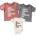 Custom Nickname Shirts - Matching Family Shirts for Mom, Dad, Sister, Brother, Baby - Assorted Colors & Sizes - Personalize Up to 6 Names!