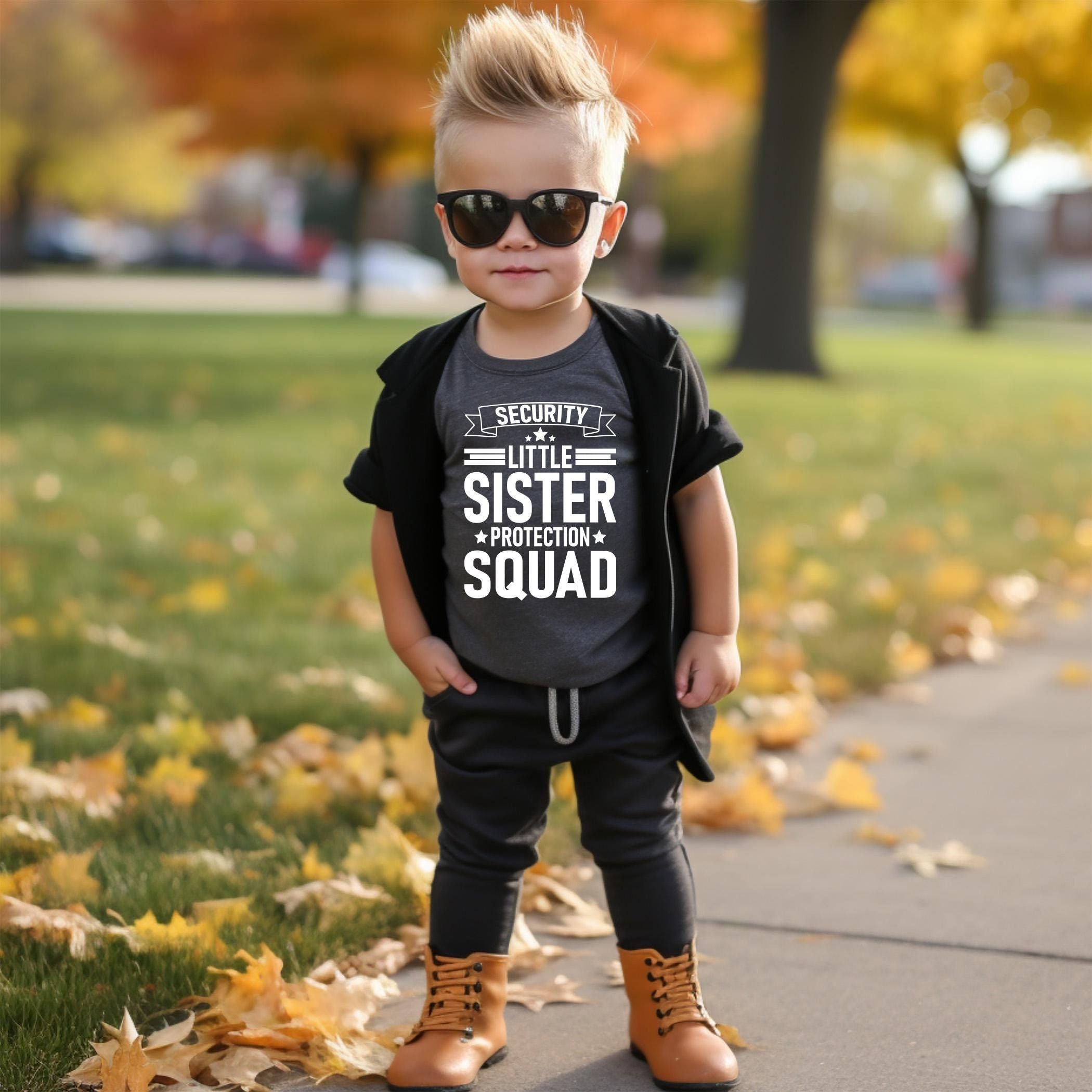 Big Brother Shirt, Little Sister Protection Squad Tee Shirt or Sweatshirt - Baby, Toddler and Youth Sizes in Variety of Colors