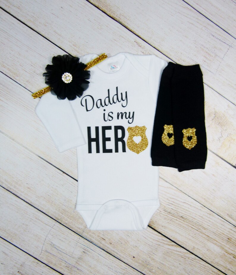 Police Baby Girl Clothes Outfit Police Dad Wife Gift Black Etsy