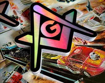 Retro Holografische Masonic Sticker