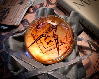 Leaded Crystal Masonic Paperweight